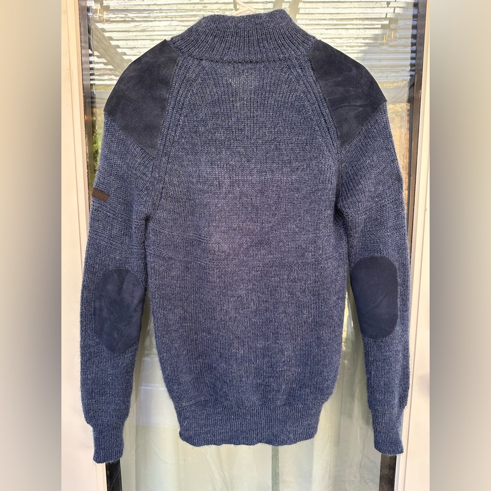 WoolOvers Navy Sweater with Elbow Patches